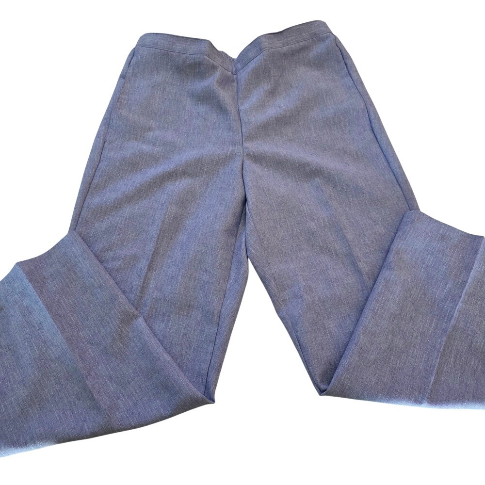 Vintage High Waisted Straight Leg Trousers Purple Elastic Back Pants Side Pckets